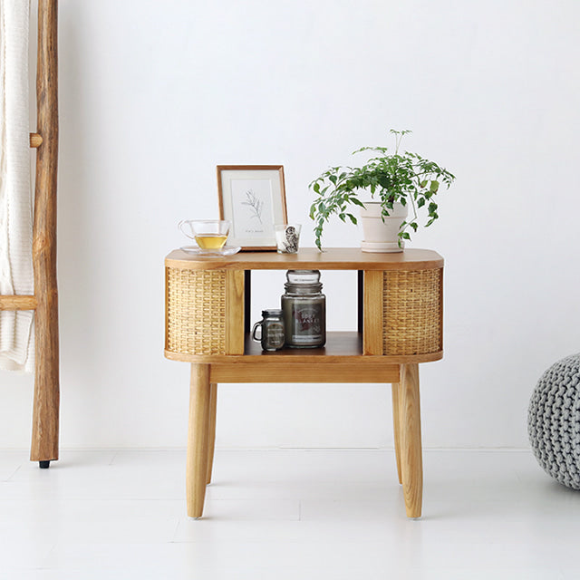 CESBON 収納付きラタンサイドテーブル|6043