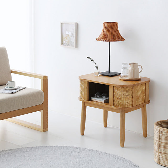 CESBON 収納付きラタンサイドテーブル|6043