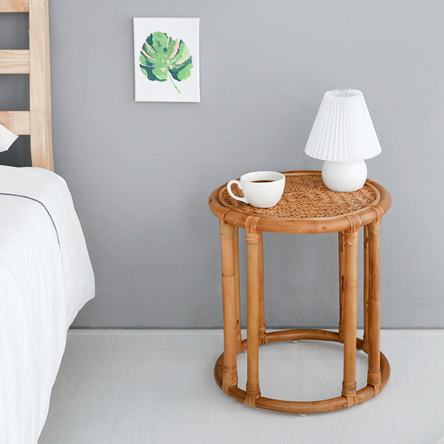 LOTTAN ラウンドラタンサイドテーブル|D40