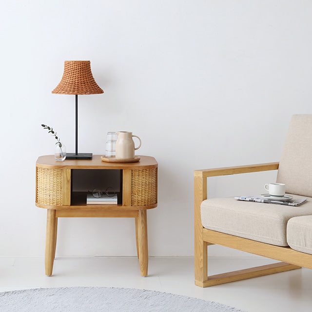 CESBON 収納付きラタンサイドテーブル|6043