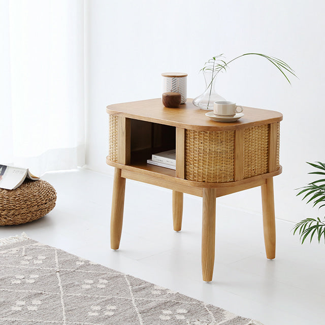 CESBON 収納付きラタンサイドテーブル|6043