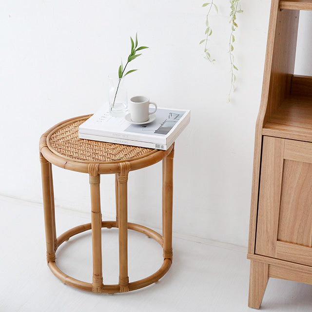 LOTTAN ラウンドラタンサイドテーブル|D40