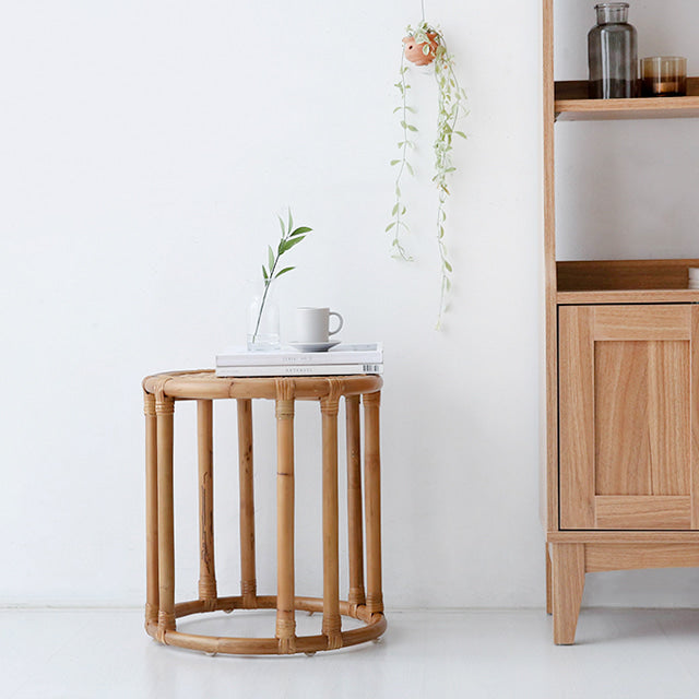 LOTTAN ラウンドラタンサイドテーブル|D40