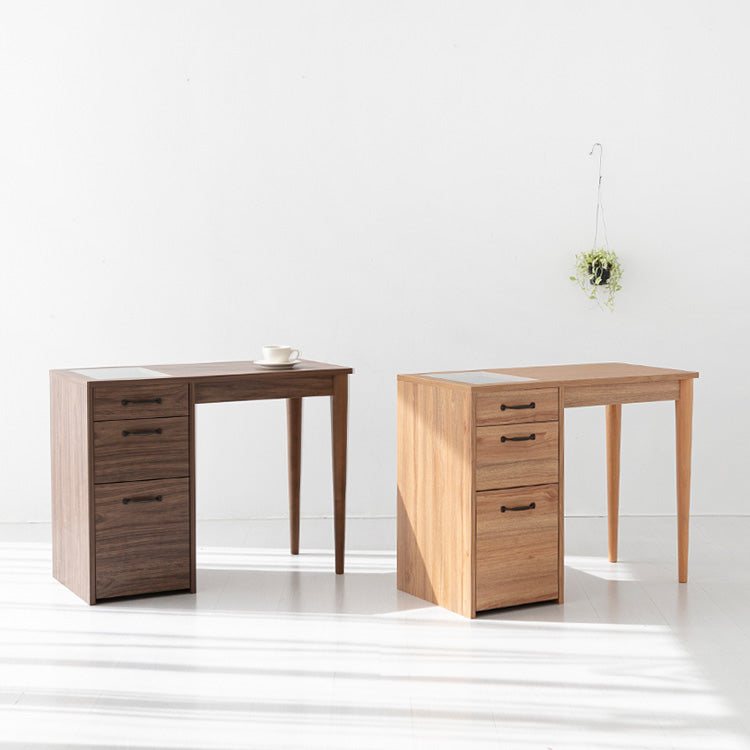 LETANTO ガラストップ 引き出し付きデスク