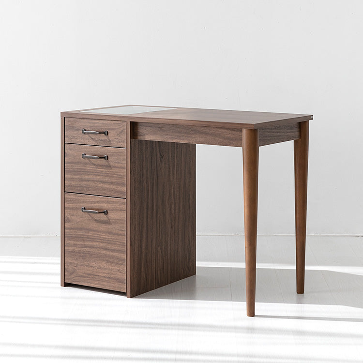 LETANTO ガラストップ 引き出し付きデスク