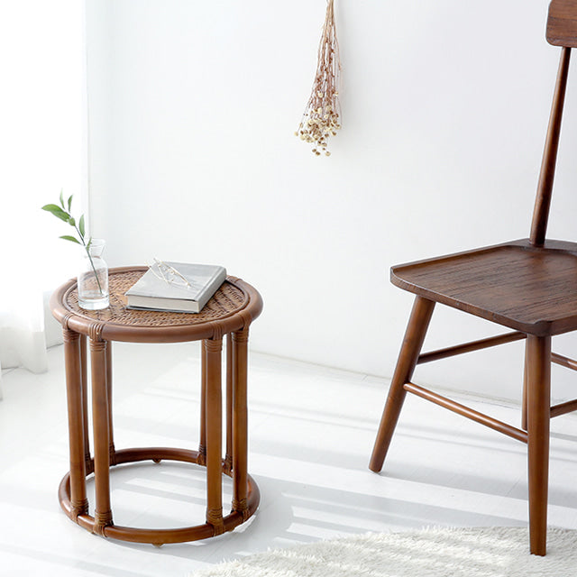 LOTTAN ラウンドラタンサイドテーブル|D40