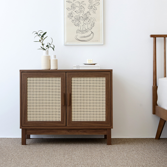 BENTAN 2ドア ラタンドア収納キャビネット|9073