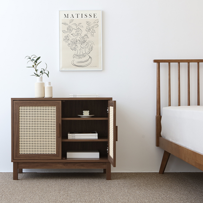 BENTAN 2ドア ラタンドア収納キャビネット|9073