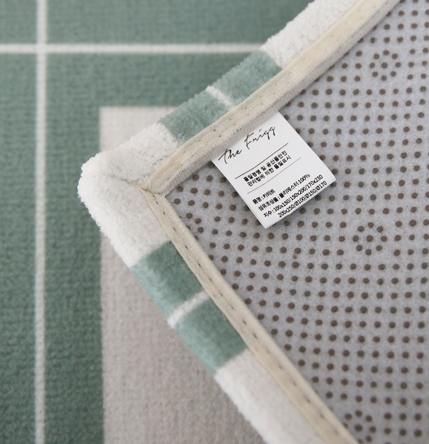 フレッシュグリーンチェックラグ|洗えるラグ