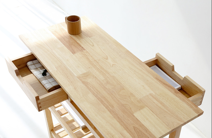 RENJY 引き出し付きトロリーサイドテーブル