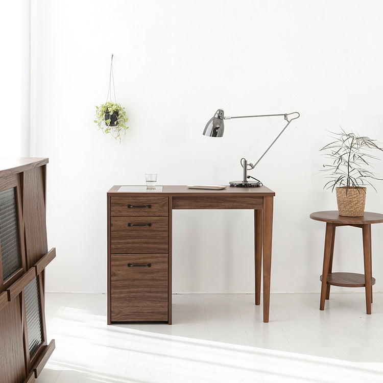 LETANTO ガラストップ 引き出し付きデスク