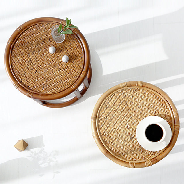 LOTTAN ラウンドラタンサイドテーブル|D40