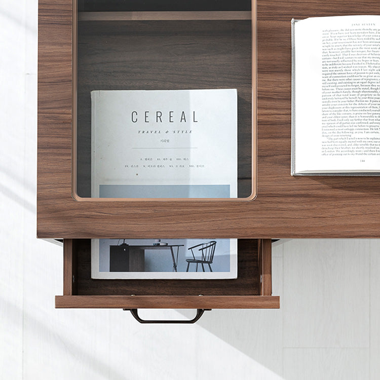 LETANTO ガラストップ 引き出し付きデスク