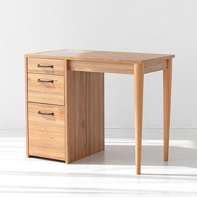 LETANTO ガラストップ 引き出し付きデスク