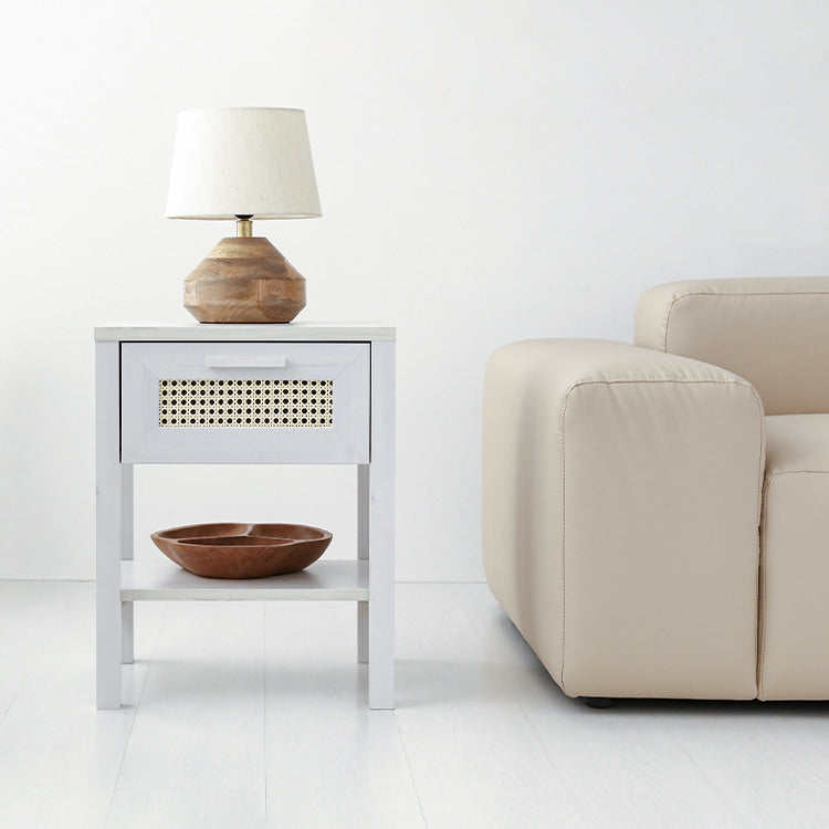 BENTAN 引き出し付きラタンサイドテーブル|W45