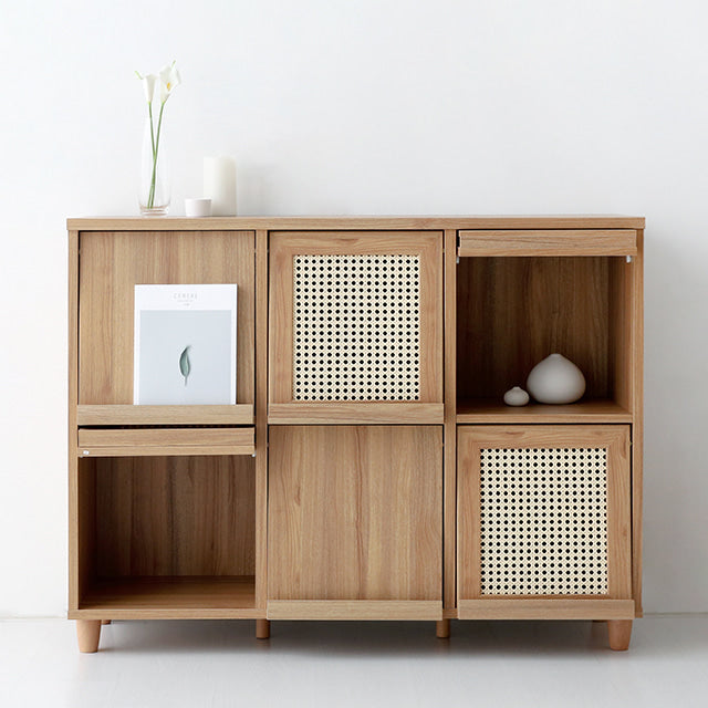 BENTAN 雑誌収納付きラタンチェスト 6扉|92120