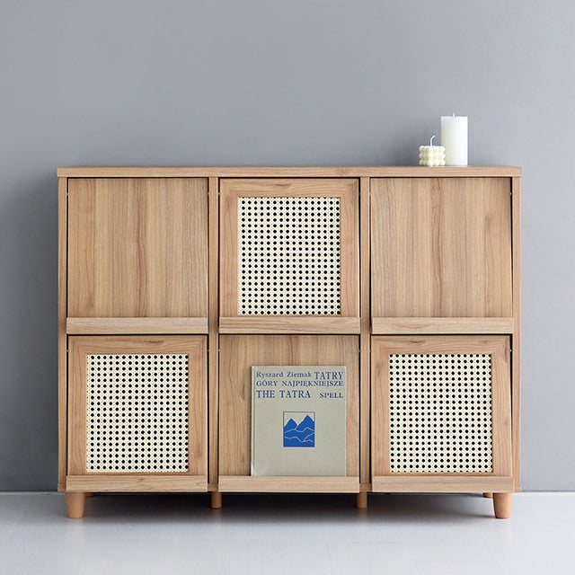 BENTAN 雑誌収納付きラタンチェスト 6扉|92120