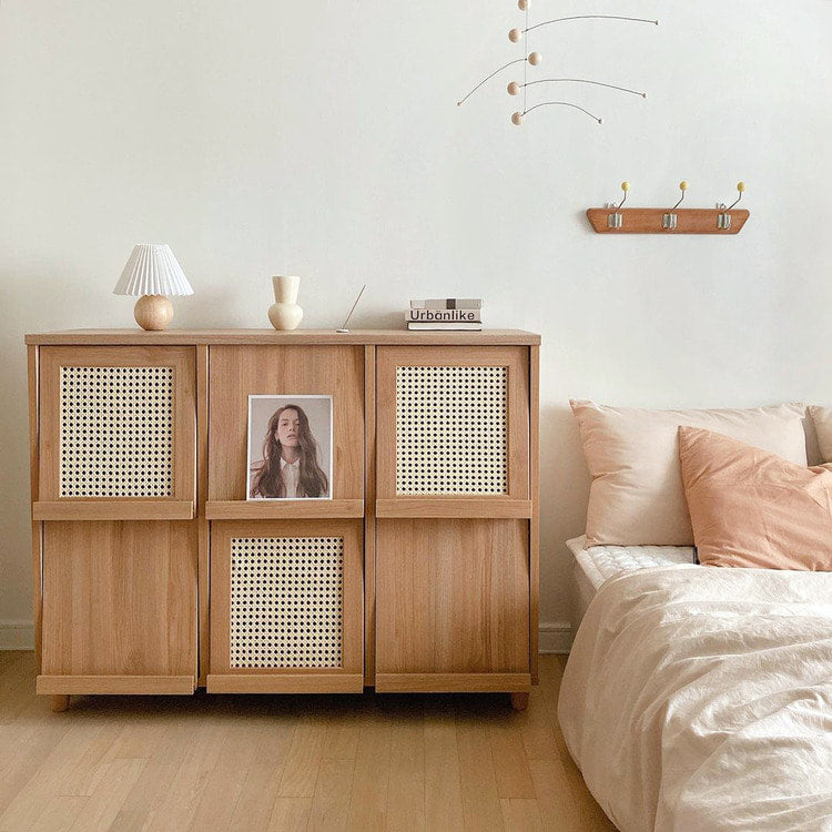 BENTAN 雑誌収納付きラタンチェスト 6扉|92120