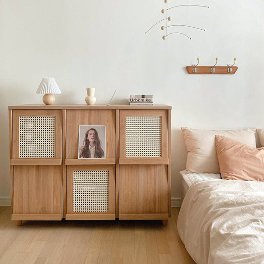 BENTAN 雑誌収納付きラタンチェスト 6扉|92120