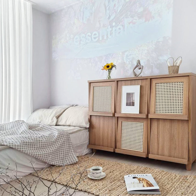 BENTAN 雑誌収納付きラタンチェスト 6扉|92120