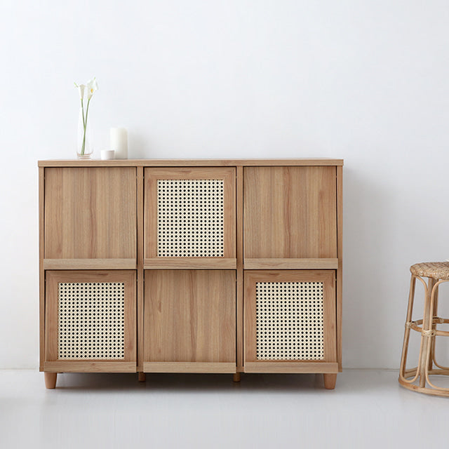 BENTAN 雑誌収納付きラタンチェスト 6扉|92120