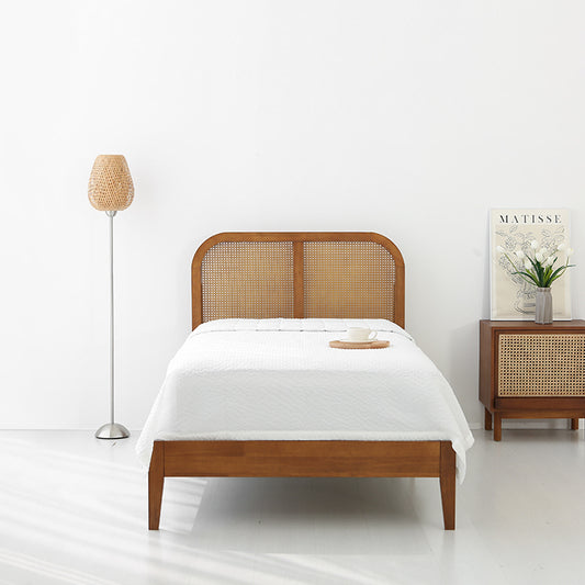 CESBON ベッドフレーム|ラタンヘッドボード/ラウンド