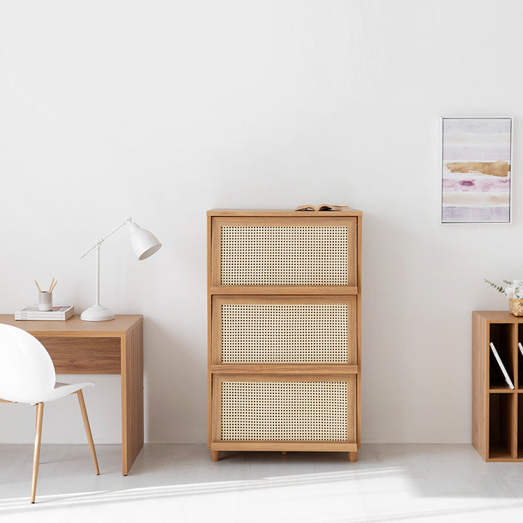 BENTAN 雑誌収納付きラタンチェスト|3扉