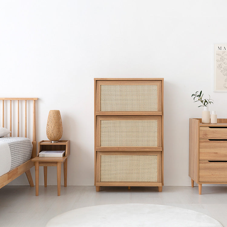 BENTAN 雑誌収納付きラタンチェスト|3扉