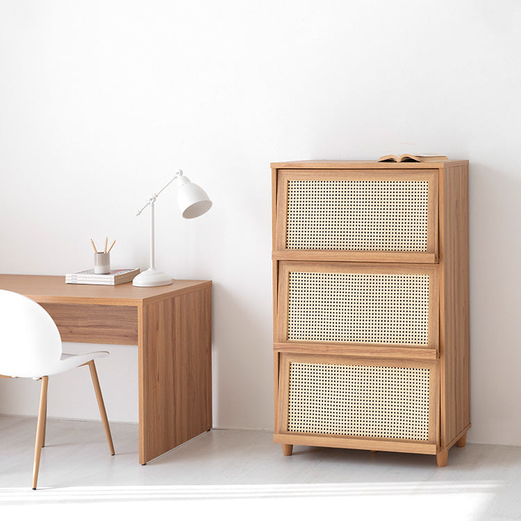 BENTAN 雑誌収納付きラタンチェスト|3扉