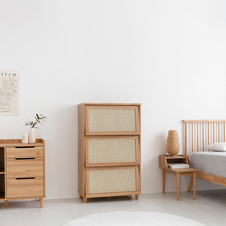 BENTAN 雑誌収納付きラタンチェスト|3扉