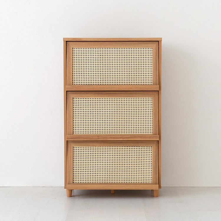 BENTAN 雑誌収納付きラタンチェスト|3扉