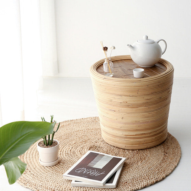 PASAR ラタンラウンドコーヒーテーブル