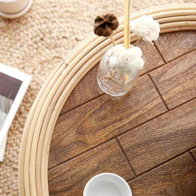 PASAR ラタンラウンドコーヒーテーブル