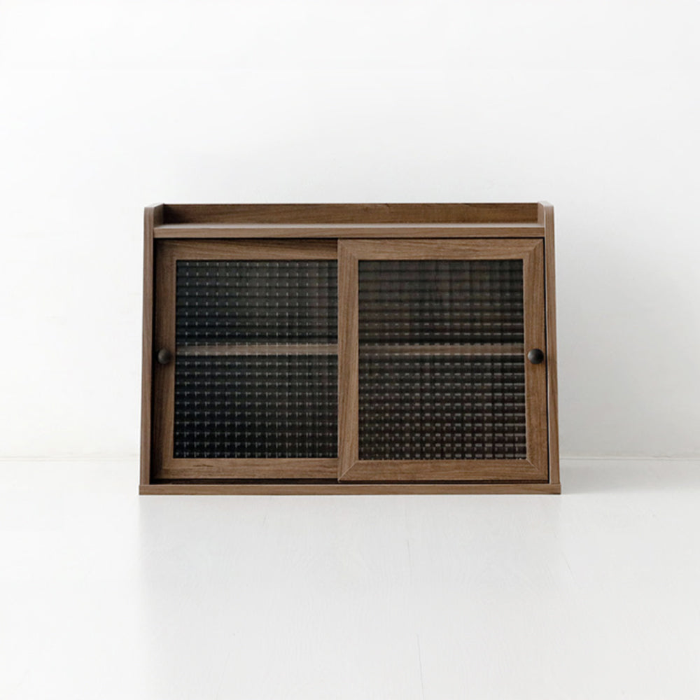 POLABO ガラス扉卓上ミニ収納棚|ワイドA