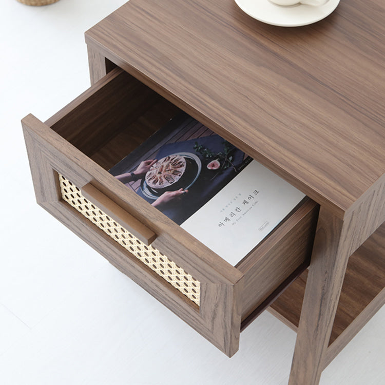 BENTAN 引き出し付きラタンサイドテーブル|W45