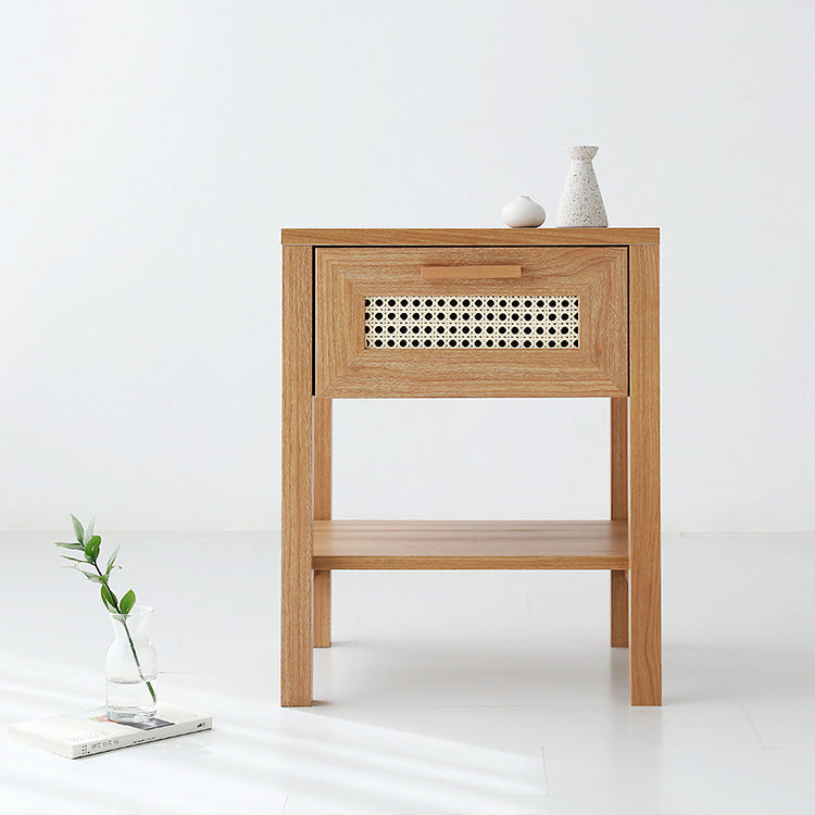 BENTAN 引き出し付きラタンサイドテーブル|W45