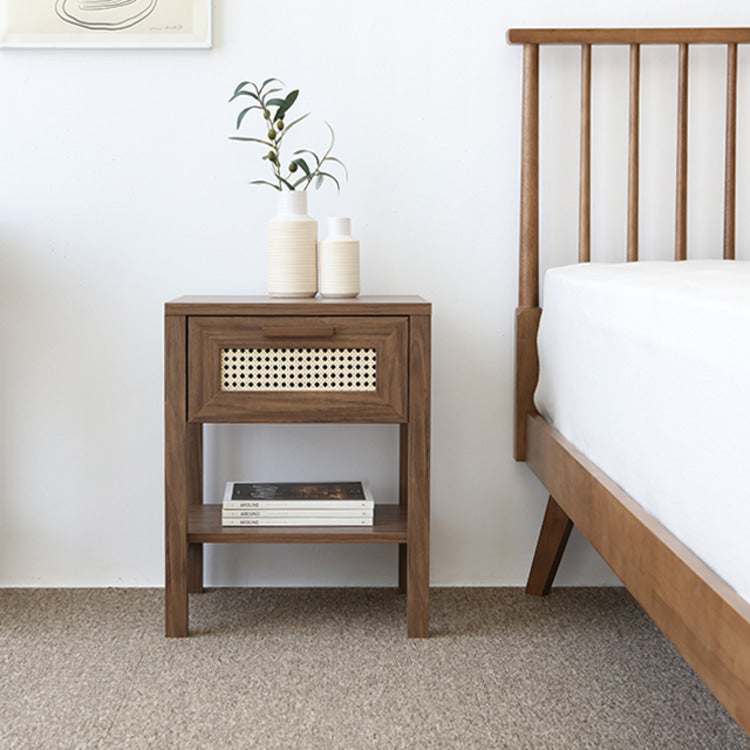 BENTAN 引き出し付きラタンサイドテーブル|W45