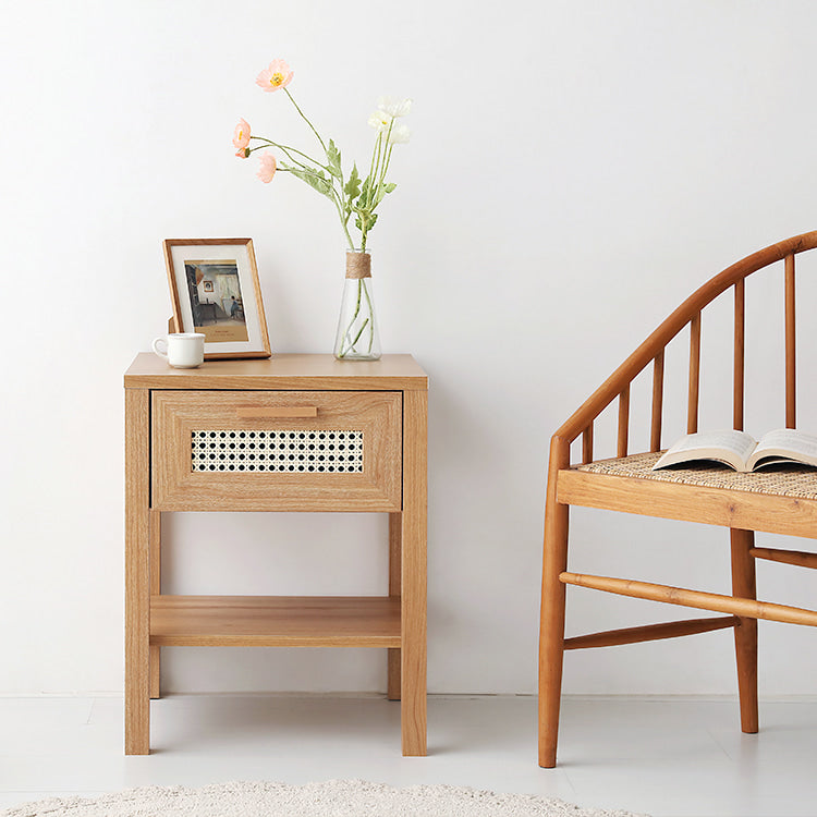 BENTAN 引き出し付きラタンサイドテーブル|W45