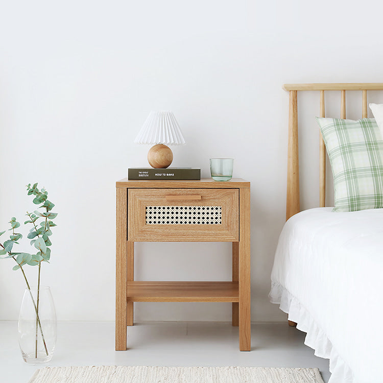 BENTAN 引き出し付きラタンサイドテーブル|W45