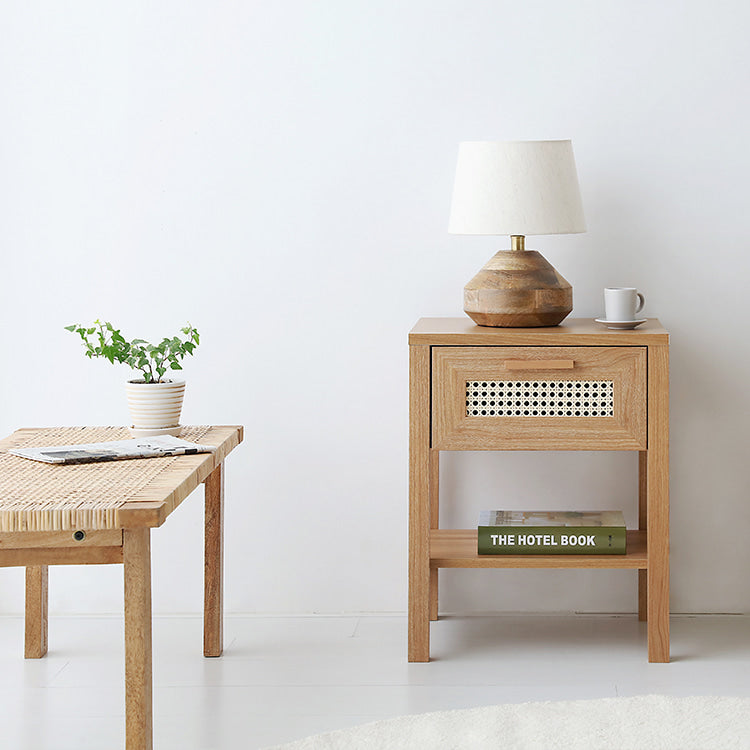 BENTAN 引き出し付きラタンサイドテーブル|W45