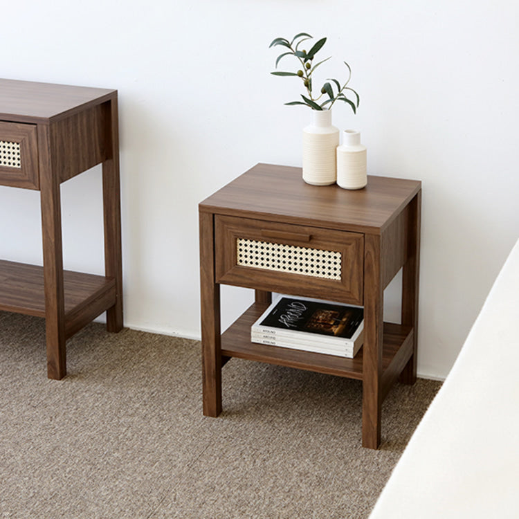 BENTAN 引き出し付きラタンサイドテーブル|W45