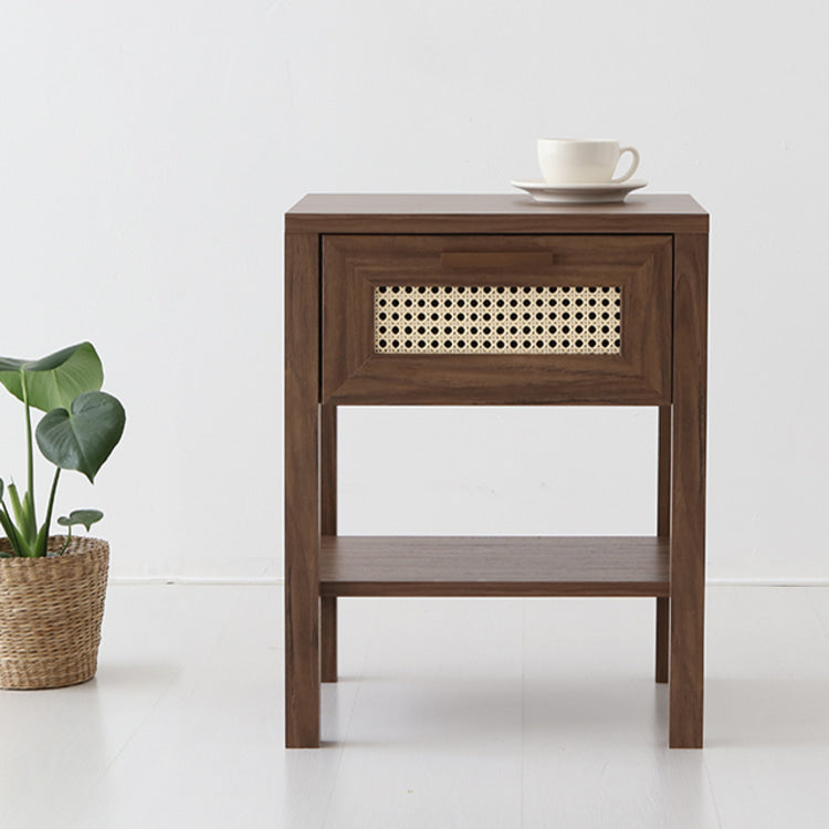 BENTAN 引き出し付きラタンサイドテーブル|W45