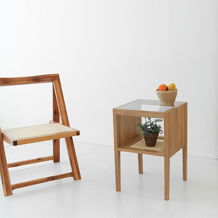 BENTAN ガラストップラタンサイドテーブル