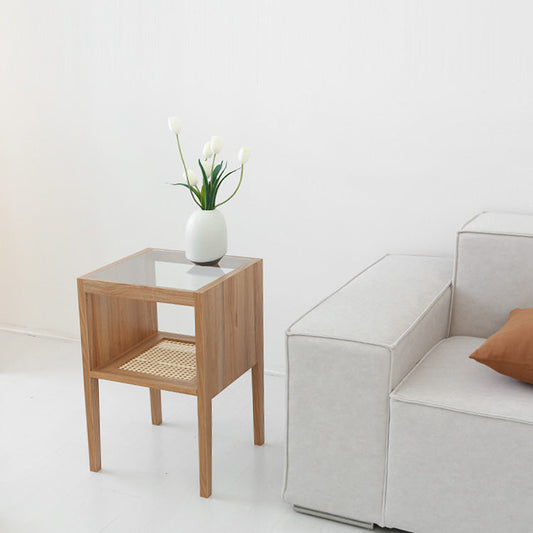 BENTAN ガラストップラタンサイドテーブル