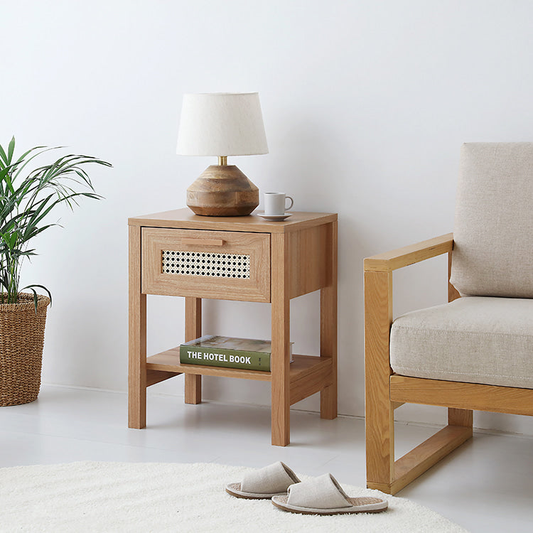 BENTAN 引き出し付きラタンサイドテーブル|W45