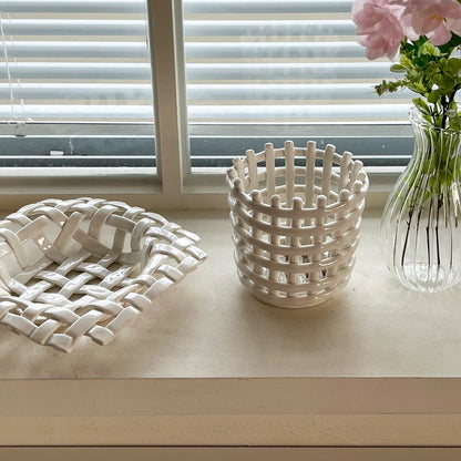 ハンドメイド ツイストセラミックバスケット（3種）