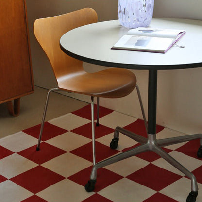 ビッグチェッカーボードレッドラグ｜洗えるラグ