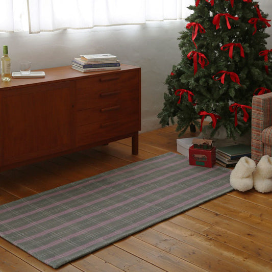オリーブン ストライプランナーラグ｜洗えるラグ