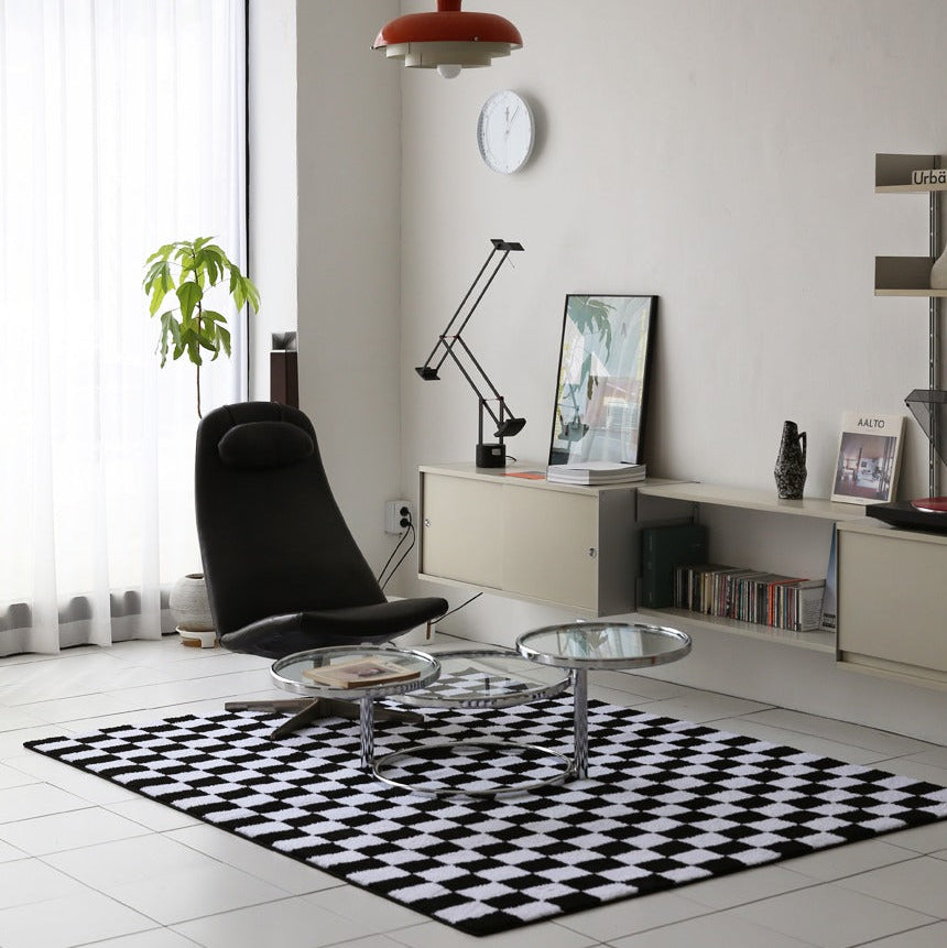 イーテンタフティングチェッカーボードラグ｜洗えるラグ