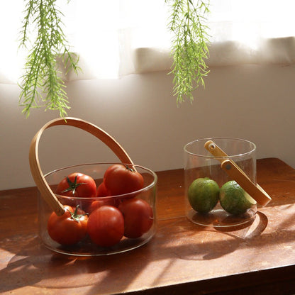 ガラス × ウッドハンドル バスケット（2種）